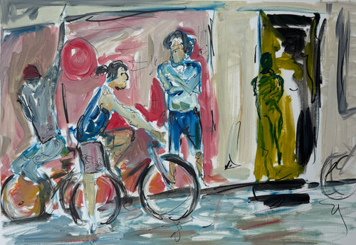 Street Chatter - figurative painting