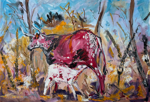Nguni and calf - Cow painting