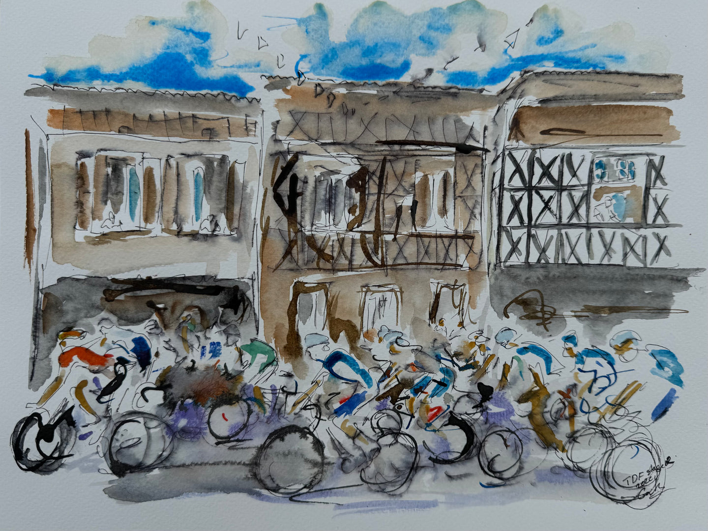 historic towns - Tour de France Painting