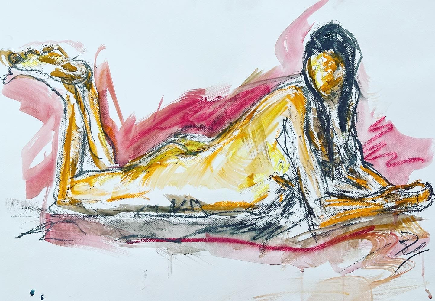 Listening to the Radio -Figure drawing