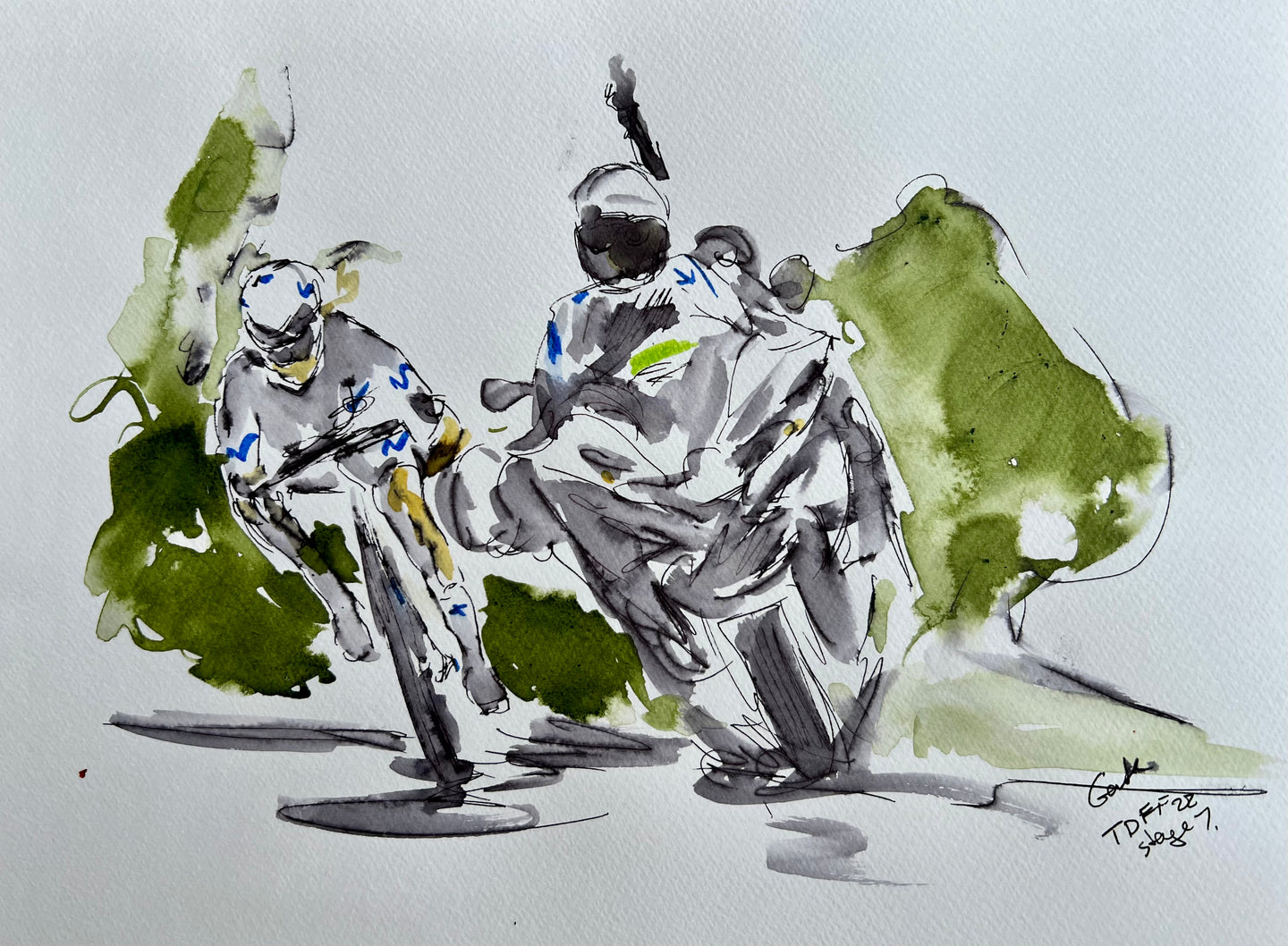 Tour de France femmes Downhill - Cycling painting
