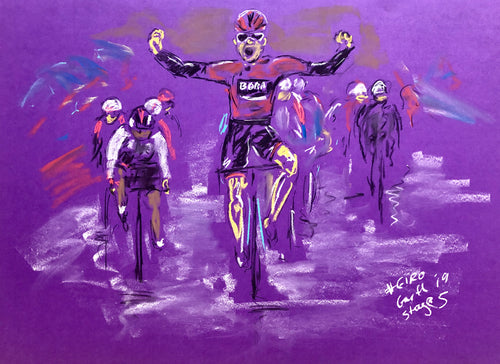 Winning in the Rain - Cycling Drawing