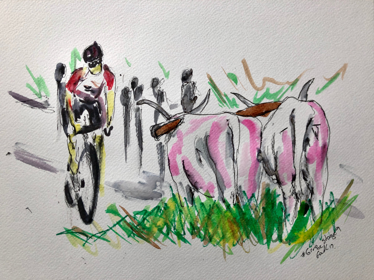 How Now Pink Cow - Cycling Painting