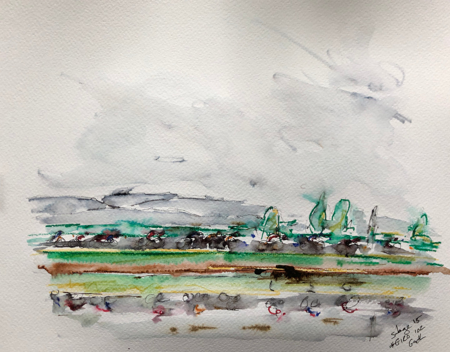 Reflections on a race - Cycling Painting