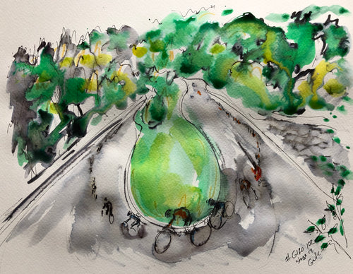 Twists through the passes of Italian mountains - Cycling Painting