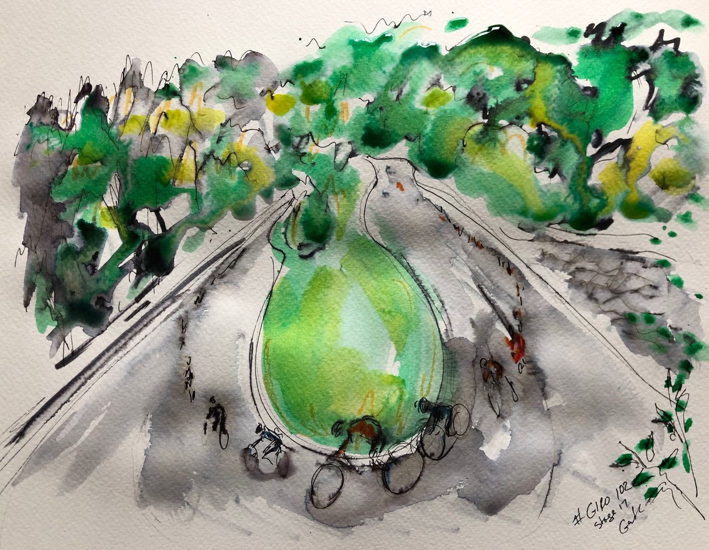 Twists through the passes of Italian mountains - Cycling Painting