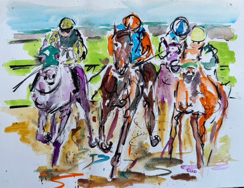 Me First!!! Horse racing painting