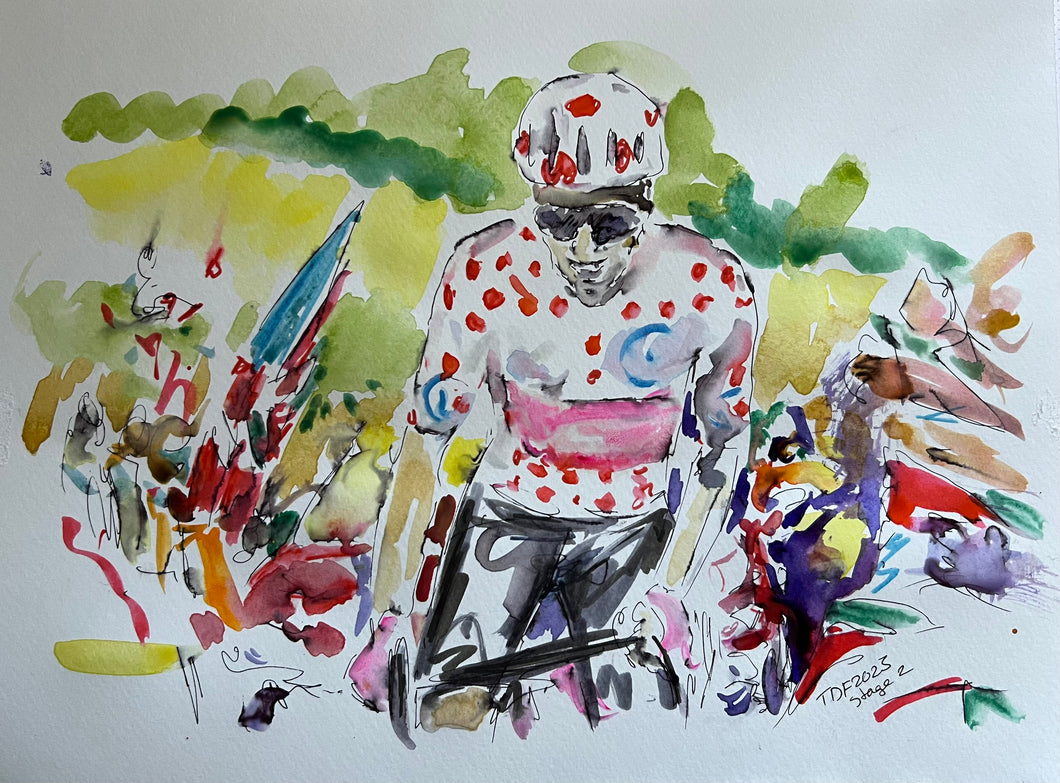 King of the Mountain - Break Away - Cycling Painting