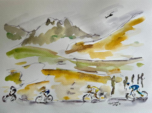 In the Basque Country mountains - cycling painting