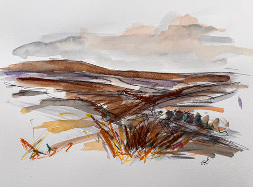 The Moors in Winter - landscape drawing