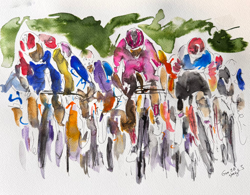 Paul Magnier won the stage in a dramatic bunch sprint _ Giro d'Italia stage 3 2026 - Cycling Painting