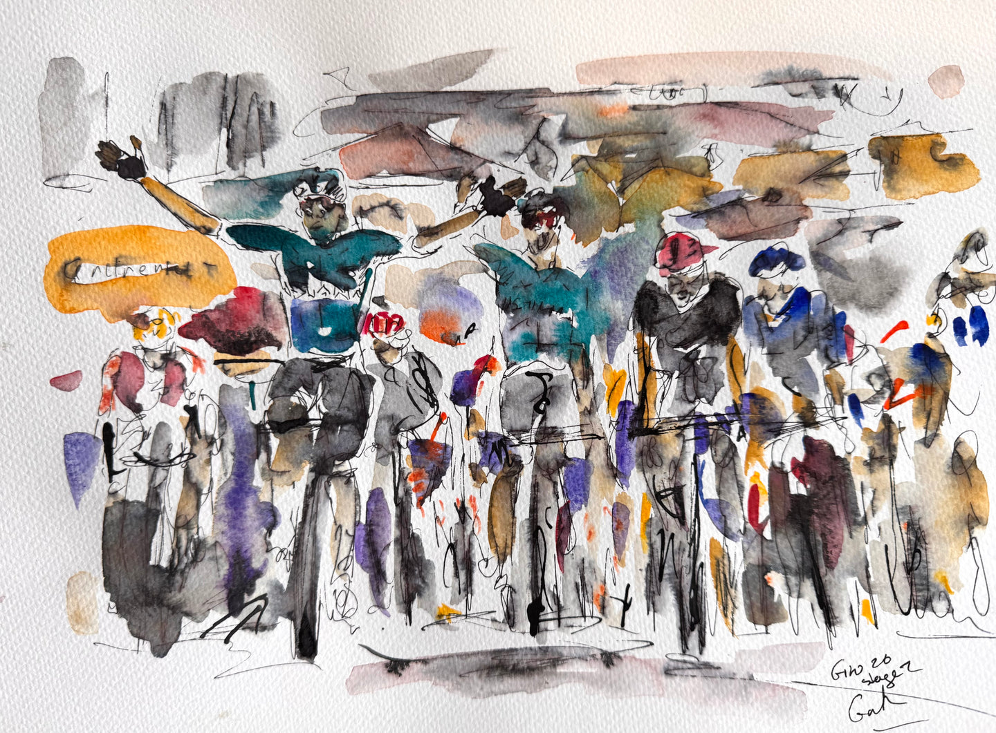 Guillermo Thomas Silva stunned the peloton by winning the stage Giro d'Italia stage 2  2026- cycling painting