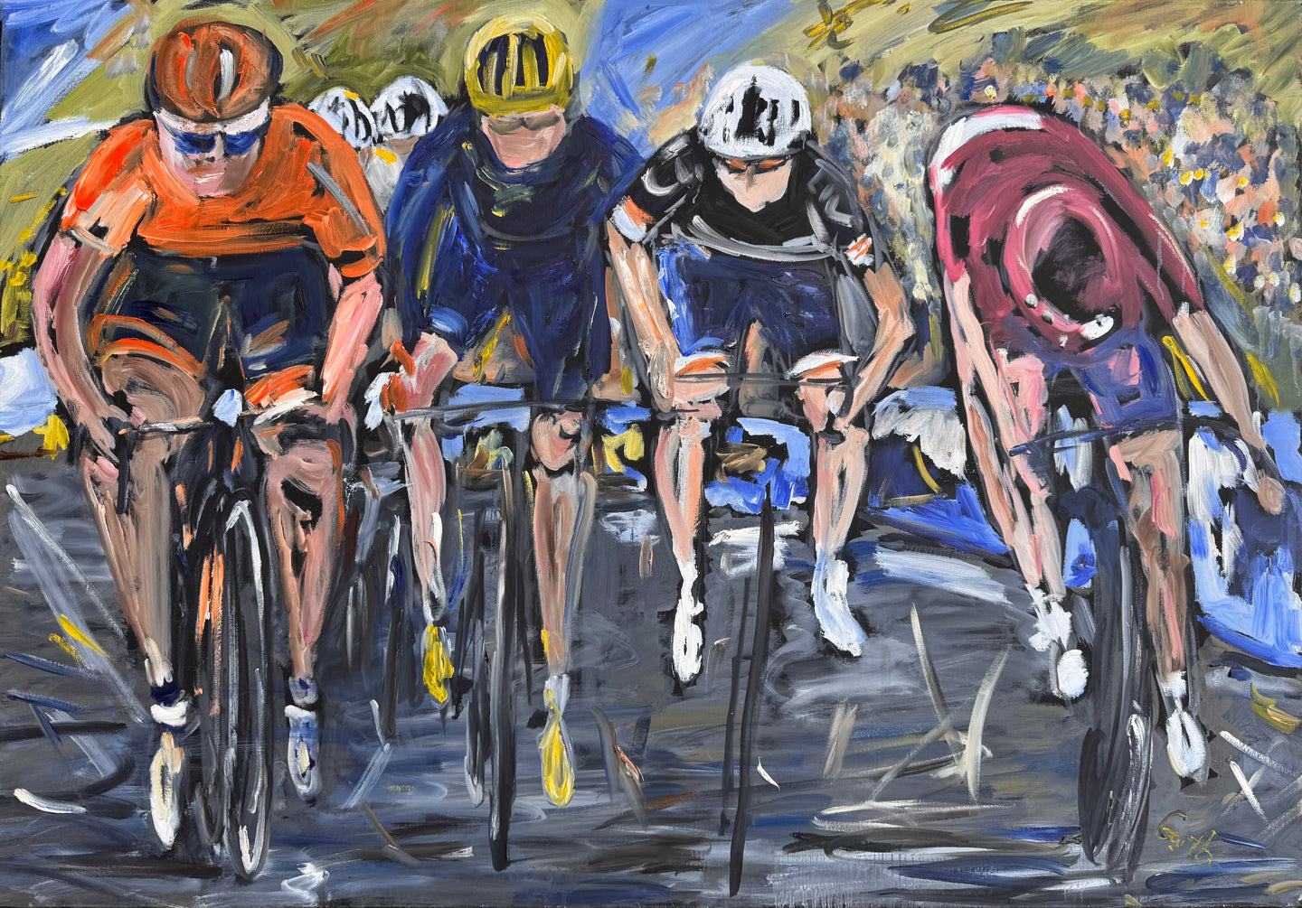 In the Pack. Tour de France painting