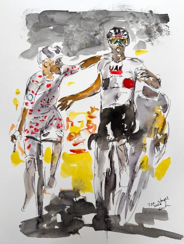 Pogačar gestures Del Toro across the line - TDF 2026 Stage 2