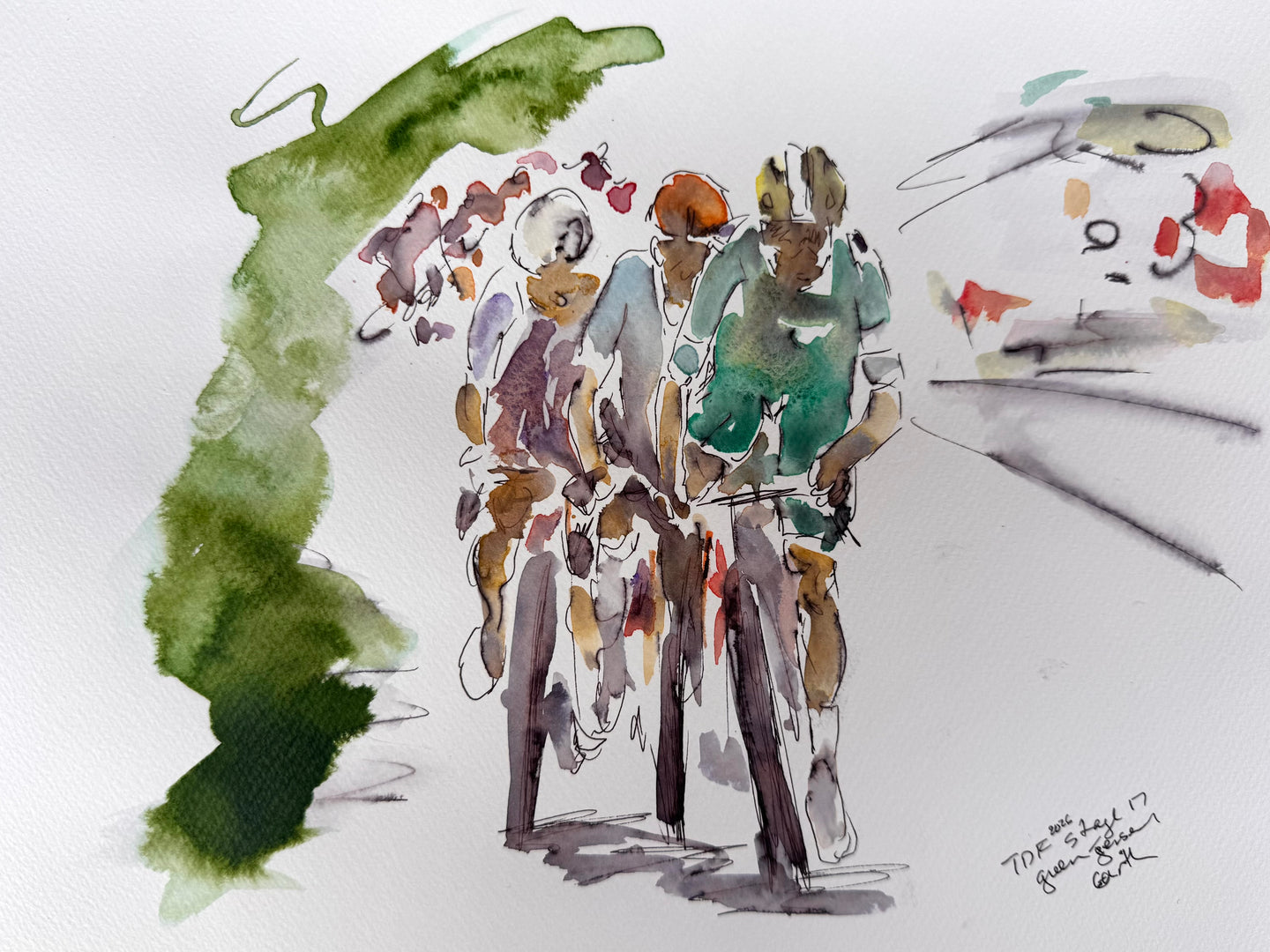 Mads Pedersen in green on stage 17 TdF 2026