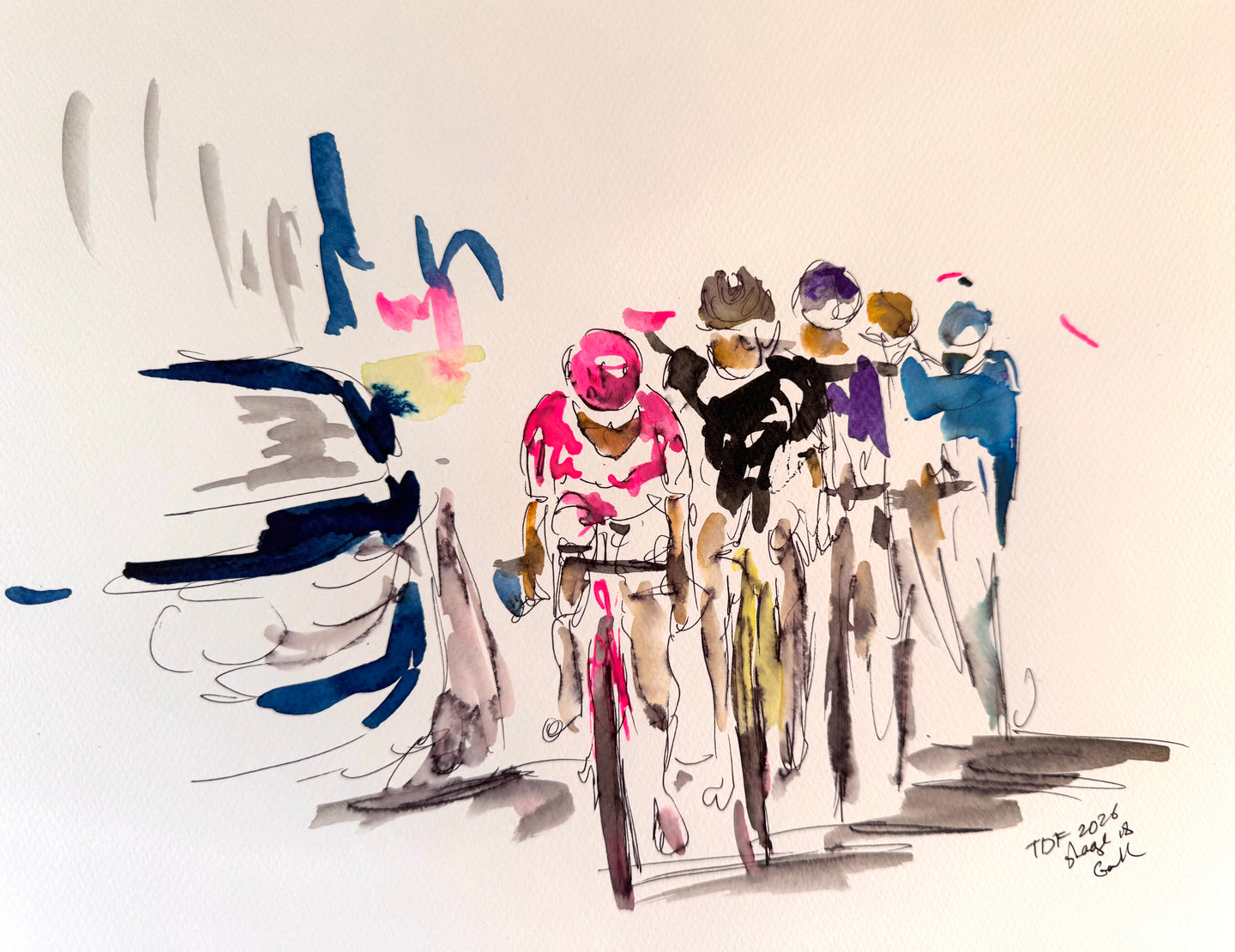 Pink leading on stage 18 TdF 2026