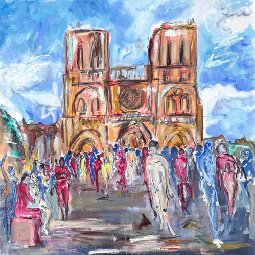 Paris heat at Notre Dame cathedral