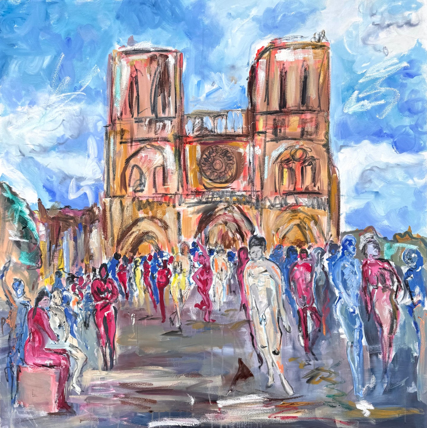 Paris heat at Notre Dame cathedral