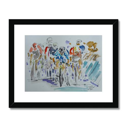 Mark Cavendish races over the line TDF 2024 35 stage win  Framed & Mounted Print