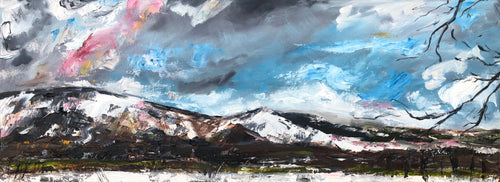 Snow on the Cleveland Hills from Stokesley - Landscape Painting