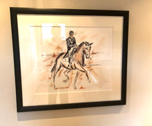 framed dressage horse painting