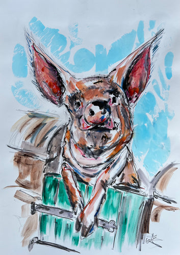 Hello Handsome  - Pig Painting