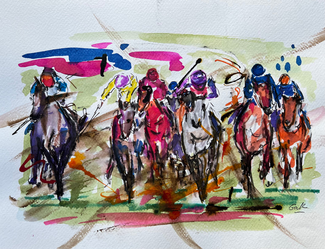 Slashed Across the Winning Line - Horse Racing Painting