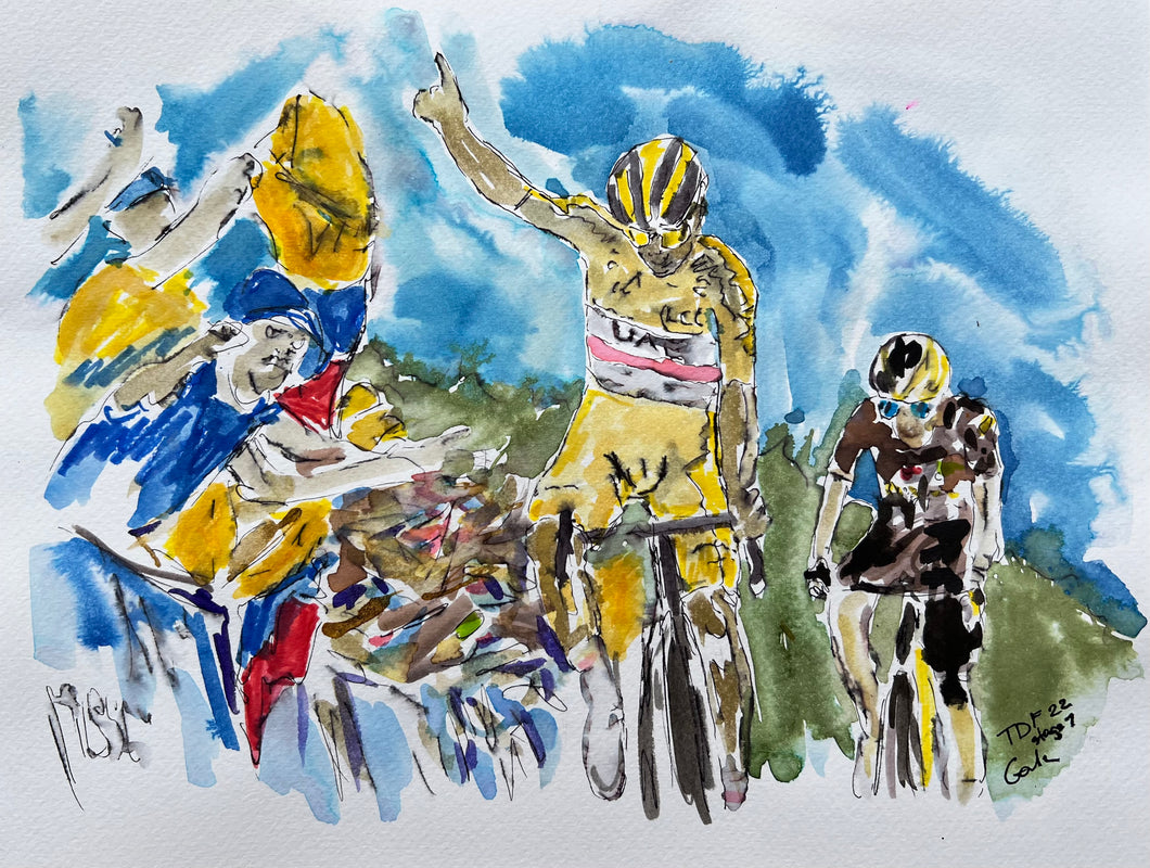 Stage seven Tour de France 2022: Yellow jersey- cycling painting