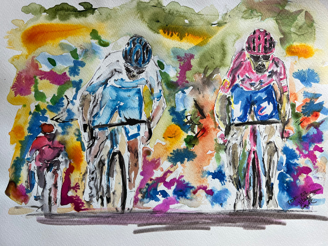 Tour France stage ten 2022 Sprint - Cycling painting