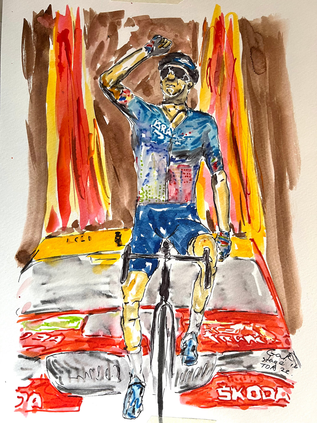 Tour de France 2022 stage 16 emotional win - Cycling painting