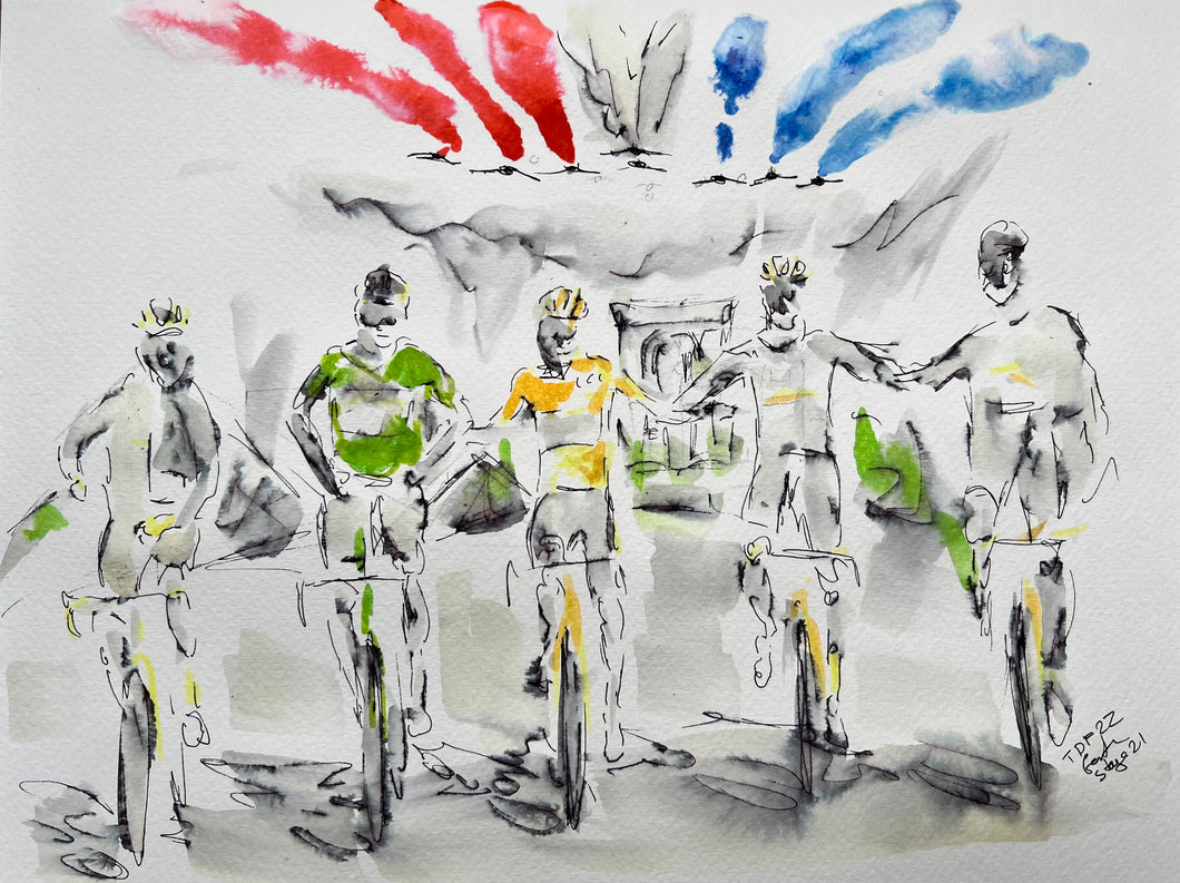 Tour de France stage 21 - celebration - Cycling Painting