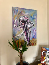 interior with elephant oil painting