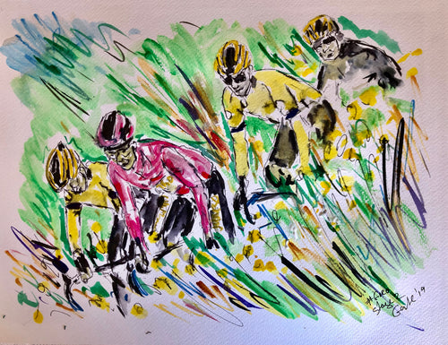 Spring has sprung in the fields of the Bartali Stage - Cycling painting