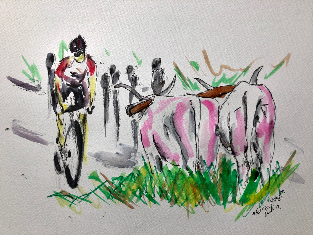 How Now Pink Cow - Cycling Painting