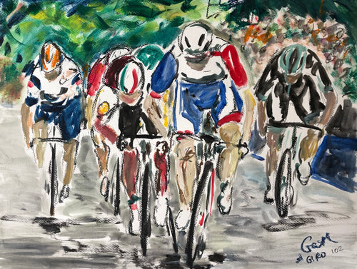 Sprinting over the Line. Giro stage 10 - Cycling Painting