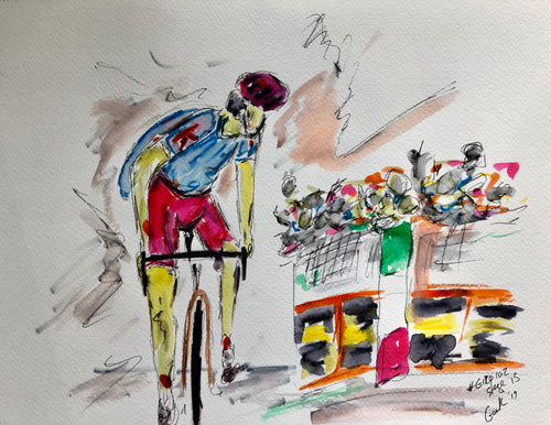 Solo Victory in the mountains - Cycling Painting