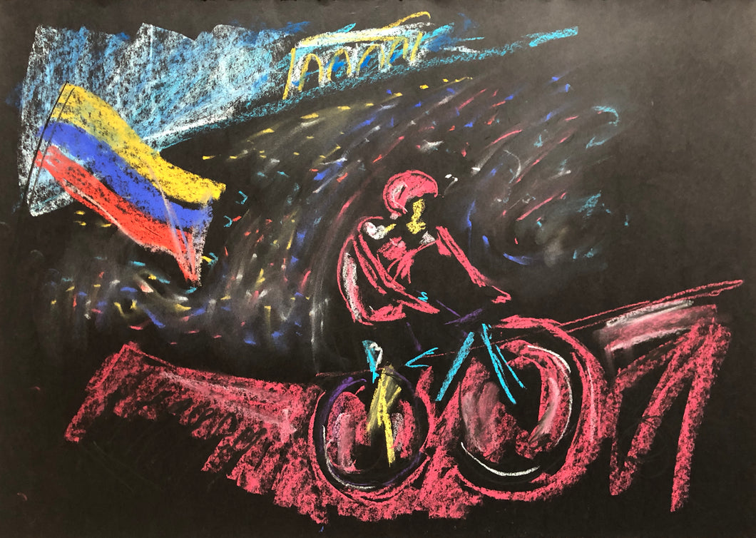 Richard Carapaz, first Ecuadorian winner of the Giro d'Italia - Cycling Drawing