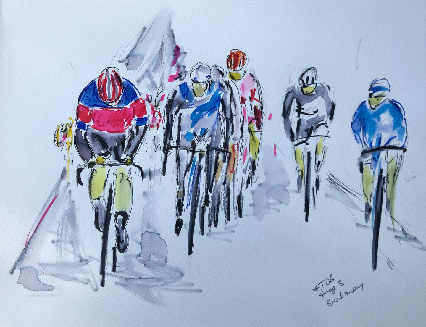cyclists in breakaway peloton