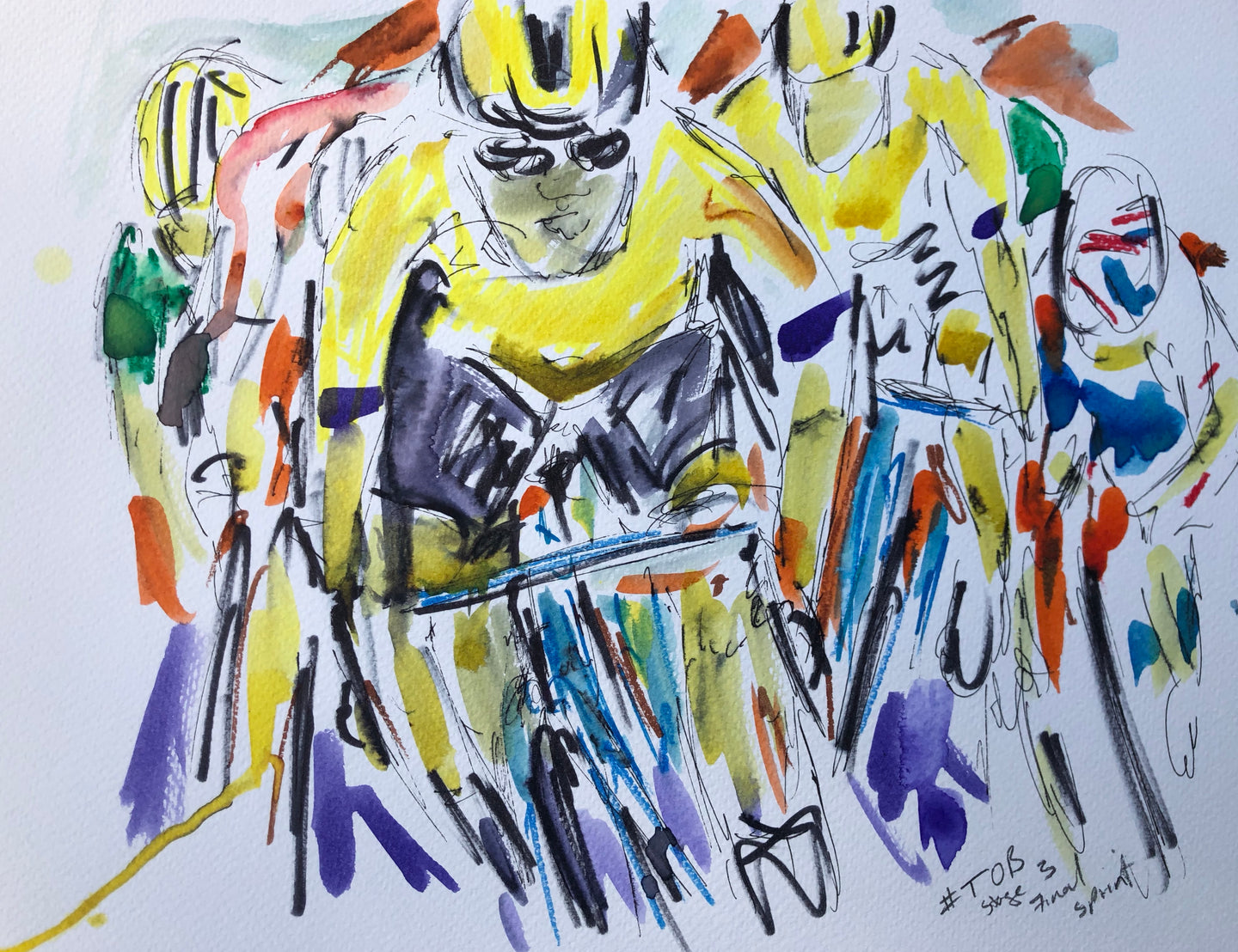 Newcastle sprint to Victory - Cycling Painting