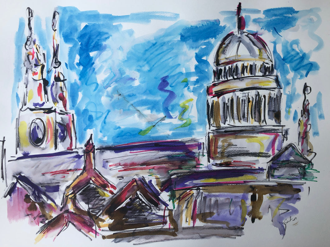 St Pauls from the South Bank - Cityscape Painting