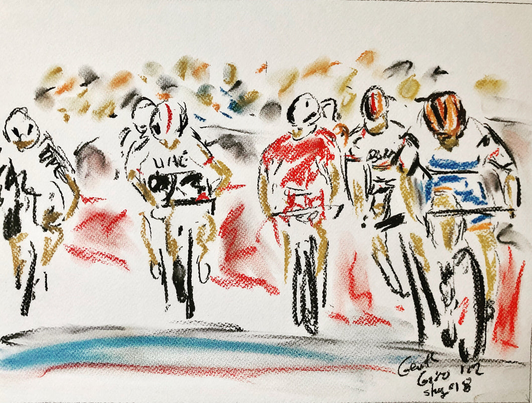Sprint Finish . Giro stage 18 - Cycling Painting